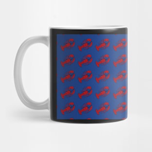 Red Lobsters on Blue Background Lobster Sea Life Animal Boat Life Mug